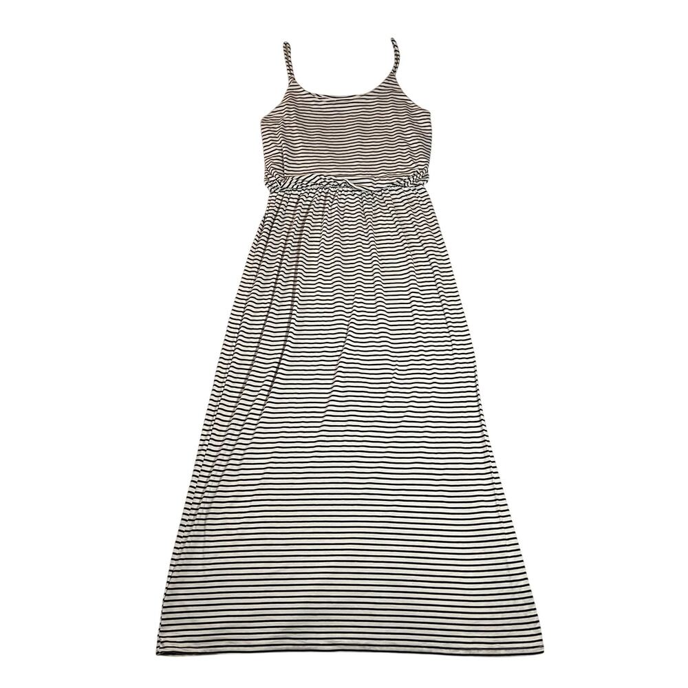 Women's Sleeveless Stripe Jersey Knit Maxi Dress Size XS Casual Coastal Boho